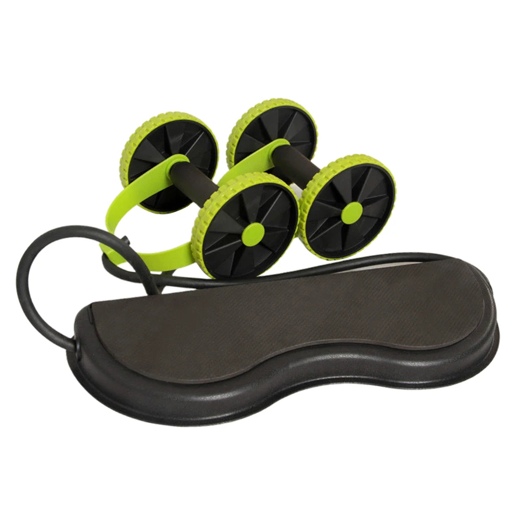 Double Wheels Ab Roller Pull Rope Abdominal Waist Slimming Exercise Equipment