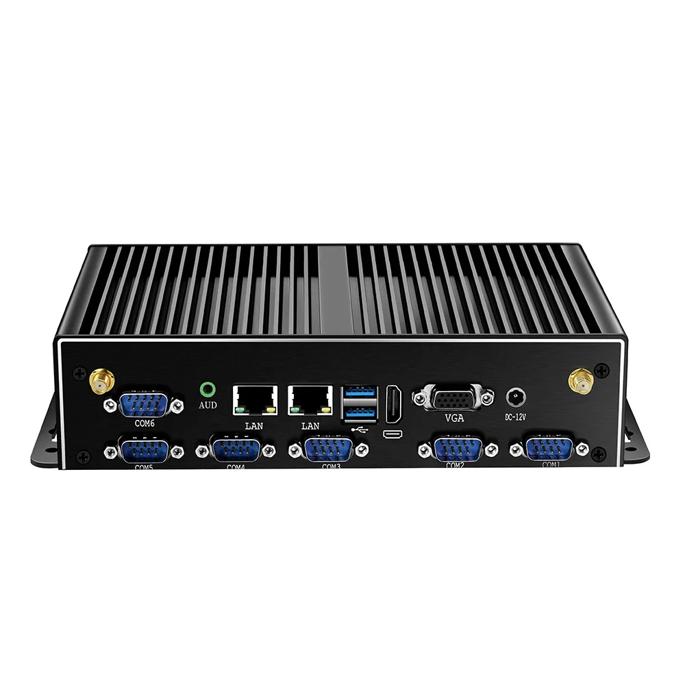 Мини-ПК без вентилятора Intel Core i3 4005U i5 4200U i7 4500U 6x RS232 DB9 2x Gigabit Ethernet 4G LTE Wi-Fi HDMI VGA 6 USB
