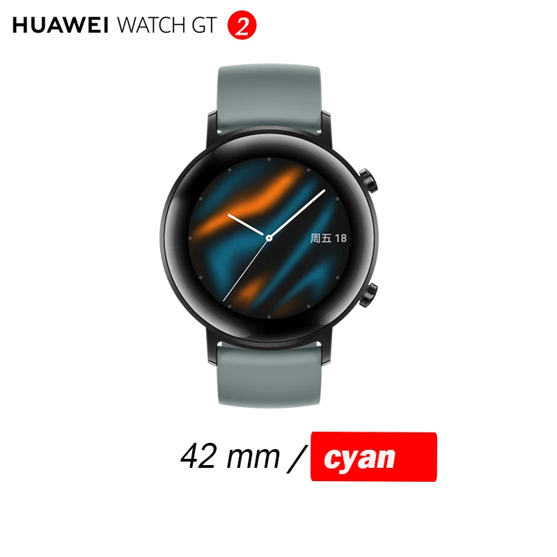 42 mm sport cyan Huawei Watch GT 2, умные часы, измеритель уровня кислорода в крови, spo2, Bluetooth, умные часы, 5,1, для телефонных звонков, трекер сердечного ритма, для Android, iOS - Цвет: 42 mm sport cyan