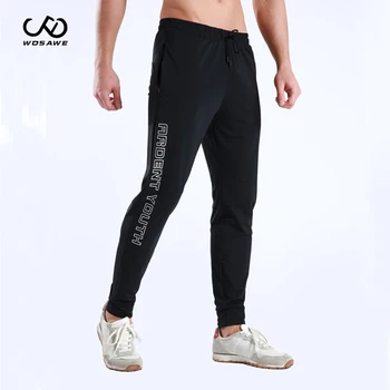 

WOSAWE Sport Pants Mens Running Pants Cycling Pants With Zipper Pockets High Elasticity Training Joggings Fitness Pants For Men