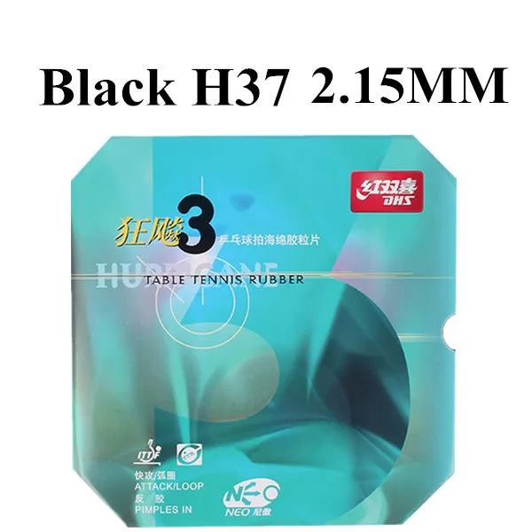 Black H37 2.15MM DHS Neo Hurricane 3 H37 H38 задняя атака/петля Pips-в настольном теннисе(PingPong) резиновый с губкой 2,15 мм 2,2 мм - Цвет: Black H37 2.15MM