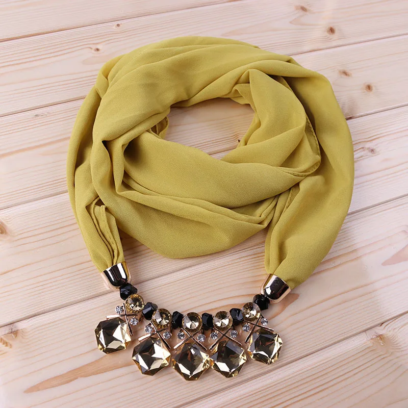 H0df287939d6f455b825aa4d573f3c81cs Elegant Girl Beads Necklace Pendant Ring Scarf Multi-style Lady Chiffon Solid Scarf Hijabs Muslim Head Scarve Turban Accessories Mallzona