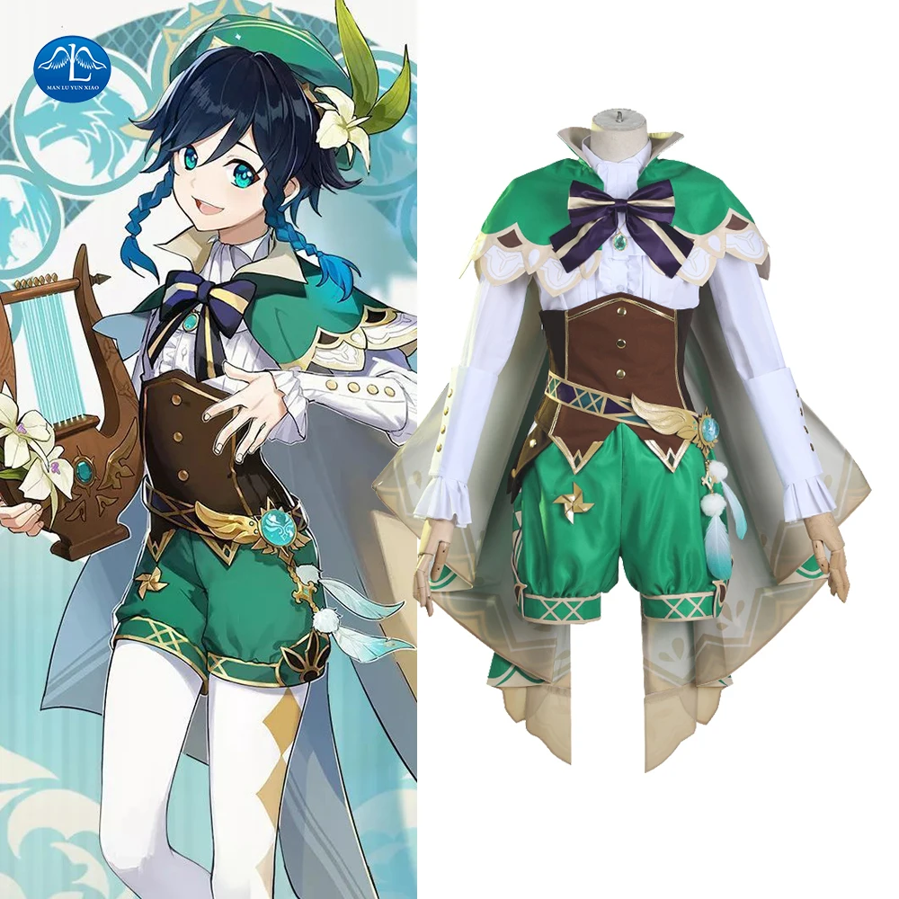 Game Genshin Impact Cosplay Venti Cosplay Costume Anime Venti Costume Halloween Outfit Fancy Dress Custom Made Women Dress