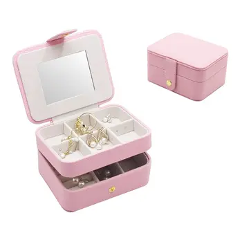 

Simple Portable Double Layer Jewelry Box Earrings Ring Bracelet Storage Place Multipurpose Rectangle Finishing Boxes Cosmetic