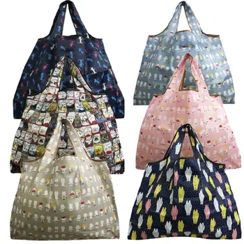 

New Women Large Capacity Strong Eco Printed Folding Shopping Carrier Bag Tote Travel Handbag Reusable Bag