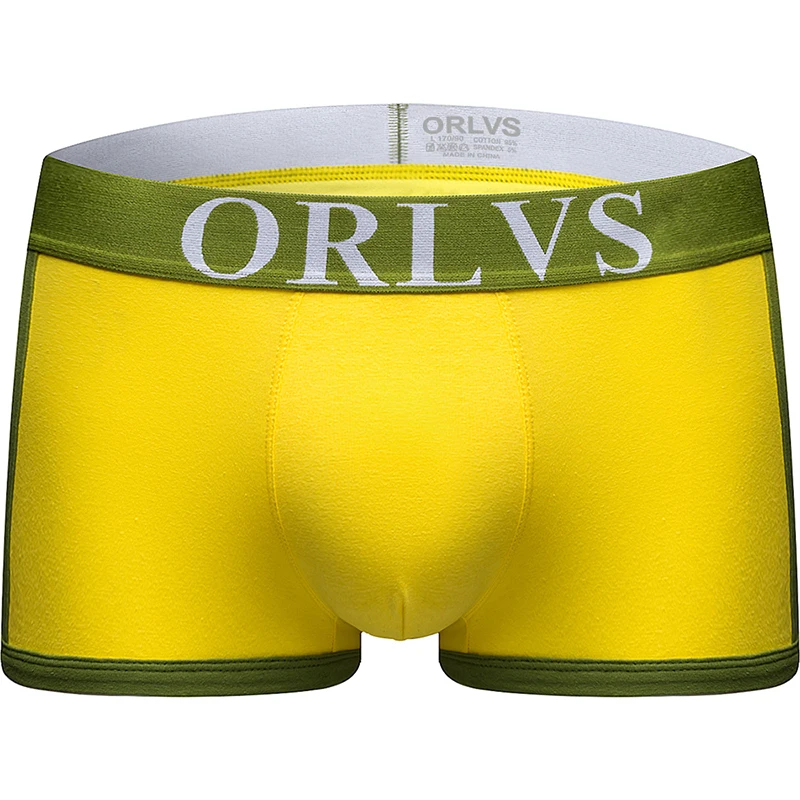ORLVS, фирменное Мужское нижнее белье, мужские боксеры, сетка, дышащие, cueca, боксеры, masculina, мужские трусы, боксеры, шорты, удобные трусики - Цвет: OR40-yellow