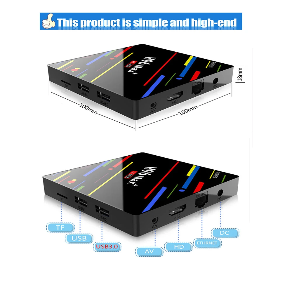 H96 MAX+ Smart TVAndroid 8,1 Rockchip RK3328 4 GB 32 GB 64 GB USB3.0 H.265 4 K WiFi 2,4G/5G поддержка Netflix/EuropeIPTV BOX PK X96