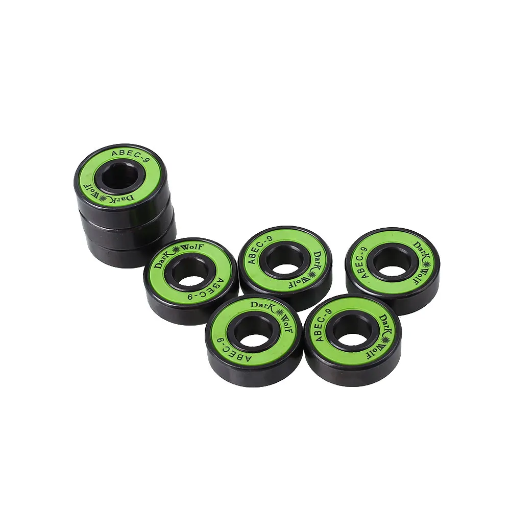 8pcs Skateboard Accessories Parts Bearings with Washer Spacer Kit Set Black