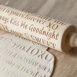 Деревянная гравировка рельефная Скалка палочки для печенья деревянные ко Дню Святого Валентина английские буквы Скалка домашние кухонные