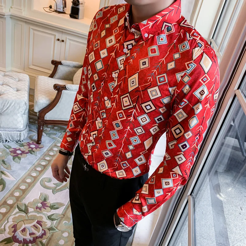 Повседневная мужская рубашка Camisa Masculina приталенная Ретро осень 2019 модные мужские