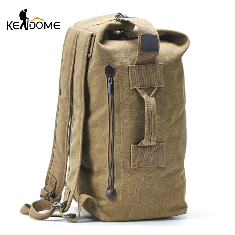 Kaufen Männer Military Rucksack Taktische Tasche Reise Klettern Handtasche Armee Taschen Leinwand Faltbare Eimer Zylinder Schulter Pack Sport XA129D