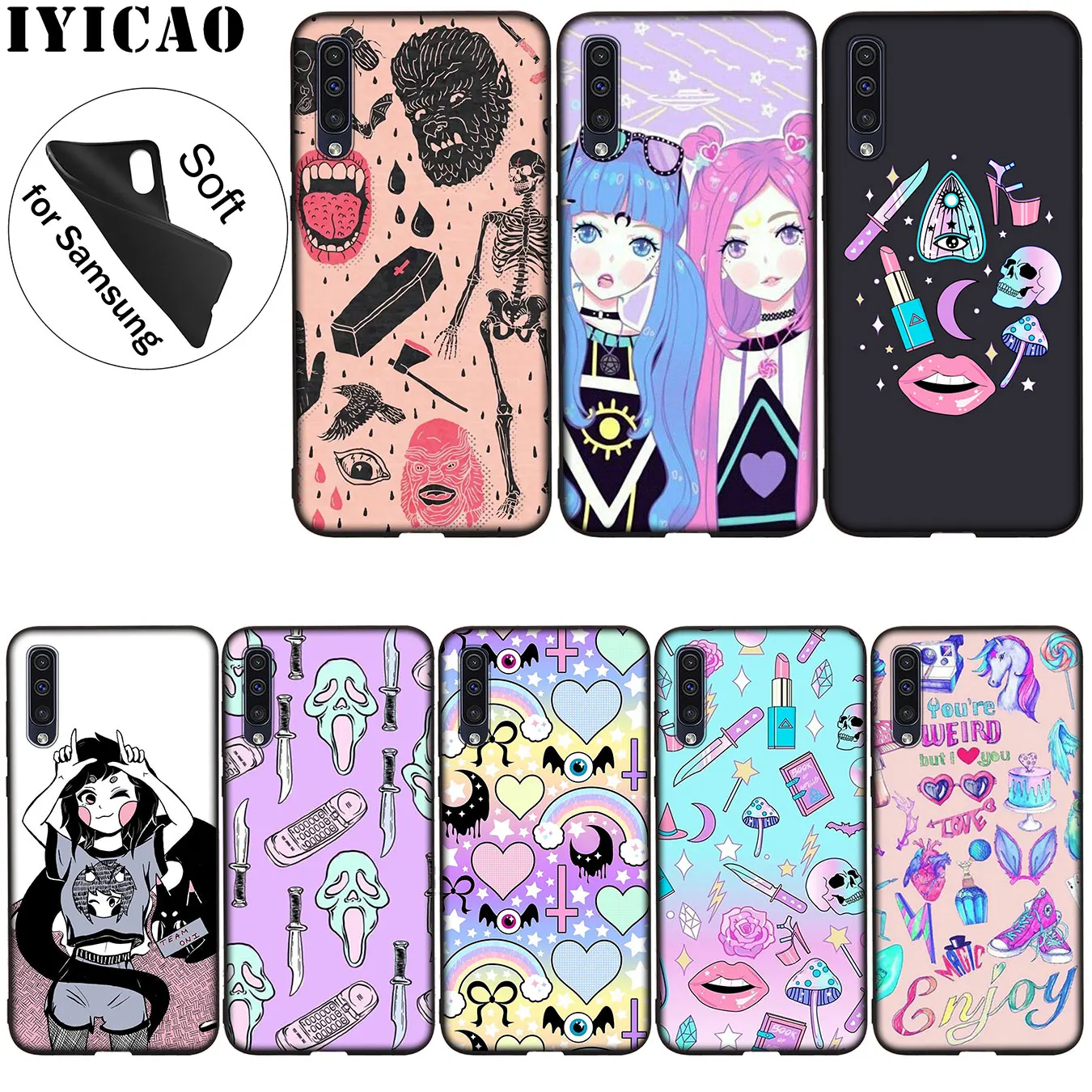 Мягкий силиконовый чехол IYICAO Girly Pastel Witch Goth для samsung Galaxy Note 9 8 10 Plus M10 M20 M30 M40 + черный |