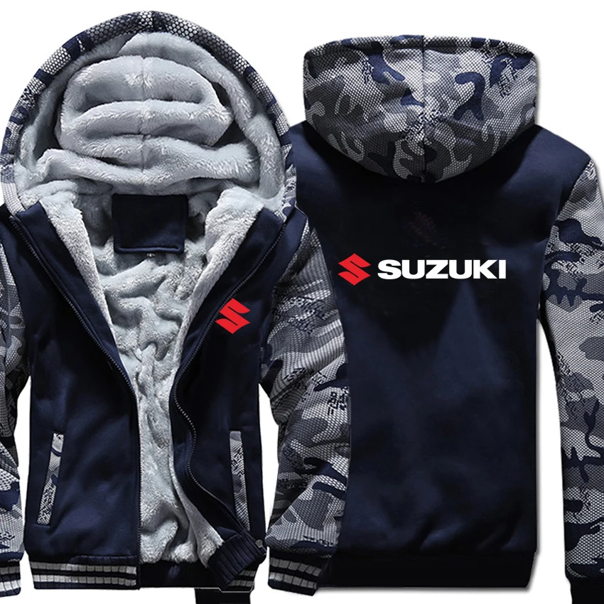 Мотоцикл Suzuki толстовки зимняя камуфляжная куртка с рукавом Мужская шерстяная подкладка флис Suzuki мужские толстовки