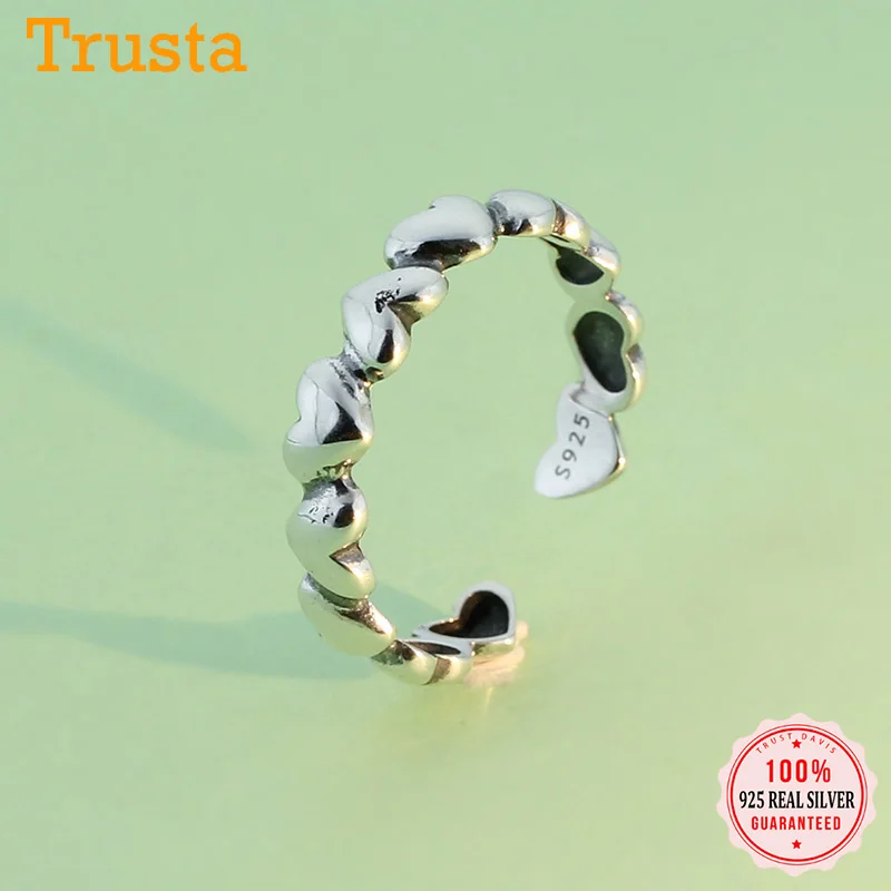 Trustdavis Authentic 100% 925 Sterling Thai Silver Romantic Heart Cocktail Opening Ring For Women Wedding Fine Jewelry DA46 | Украшения и
