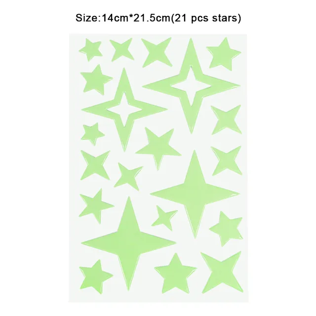 Luminous 3D Stars Dots Wall Sticker for Kids Room Bedroom Home Decoration Glow In The Dark Moon Decal Fluorescent DIY Stickers 21pcs star