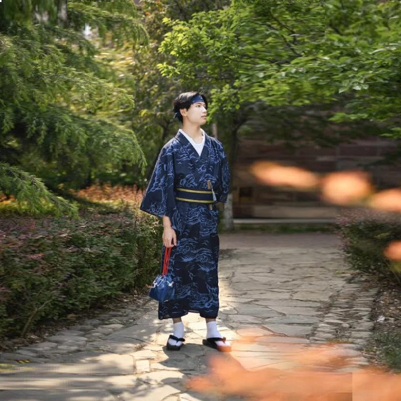Costume Japanese Kimono Man Samurai Cosplay Karate Kimono Japones Yukata Haori Men Traditional Japanese Mens Clothing FF2605