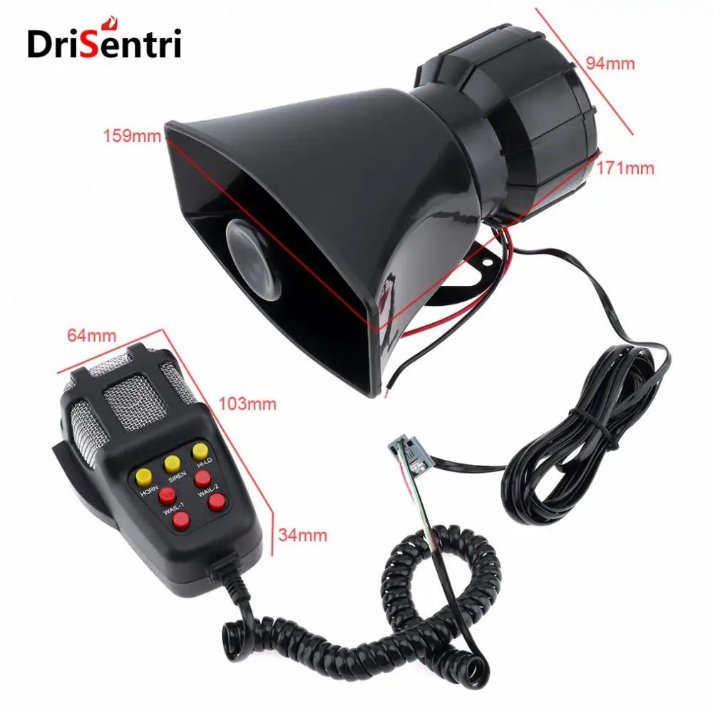 

100W 7 Sound Car Electronic Warning Siren Motorcycle Alarm Firemen Ambulance Loudspeaker with MIC New