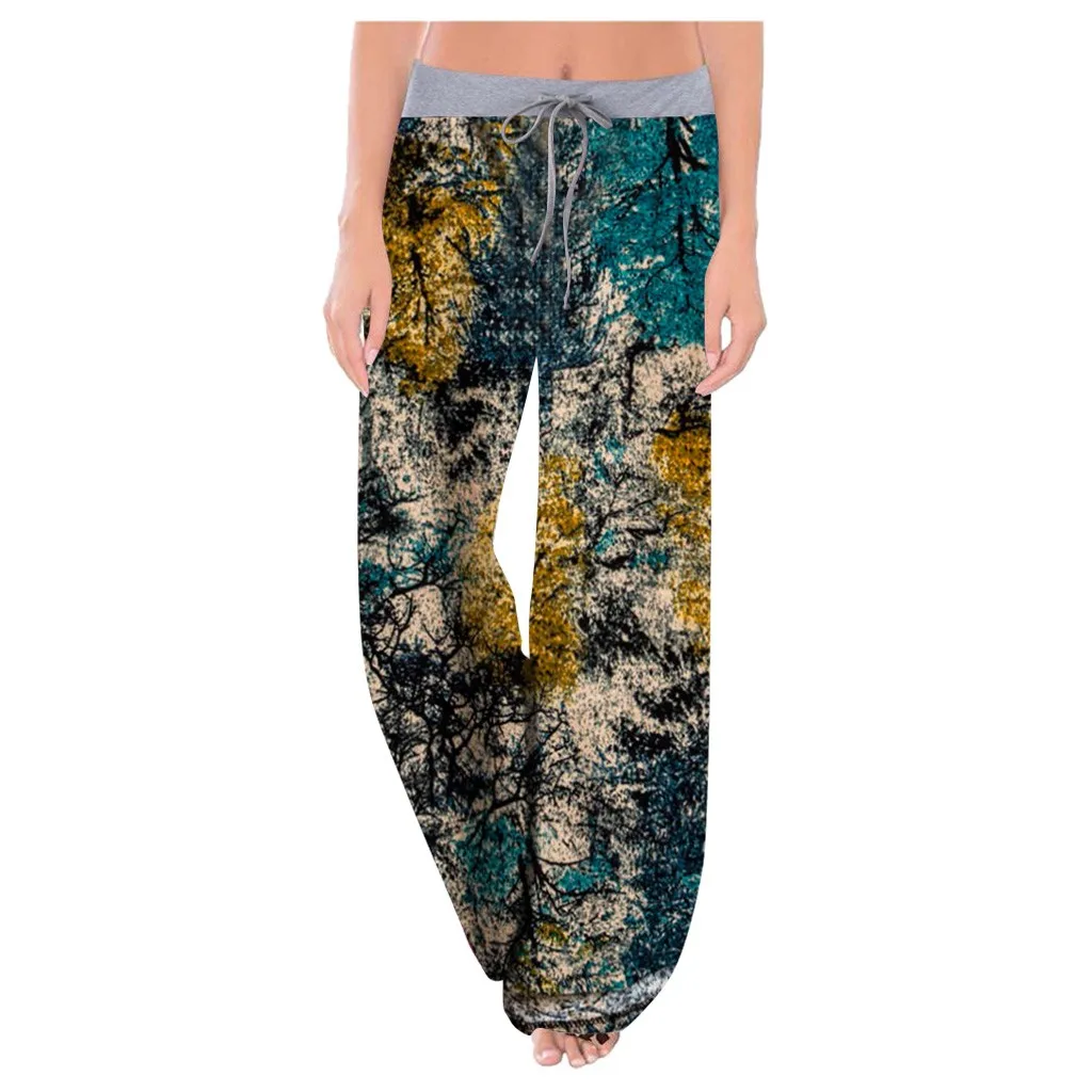 Женские брюки свободного покроя с цветочным принтом удобные Стрейчевые длинные