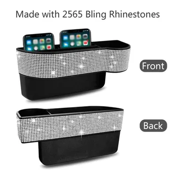 

Rhinestone Exquisite Car Front Seat Organizer-noble Lady's Seat Side Storage Box Gap Filler With Diamond Console Mobile PhoneHOT
