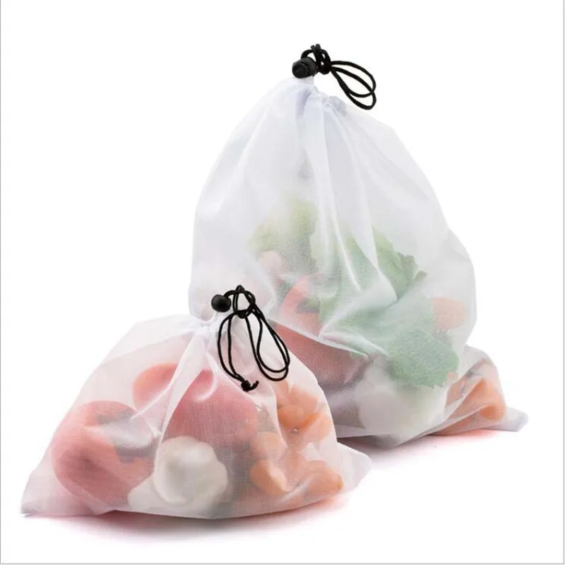 Многоразовые мешки для производства, хлопковые сумки для овощей, сетчатые сумки на шнурке для дома, кухонные сумки для фруктов и овощей, сетчатые сумки для покупок