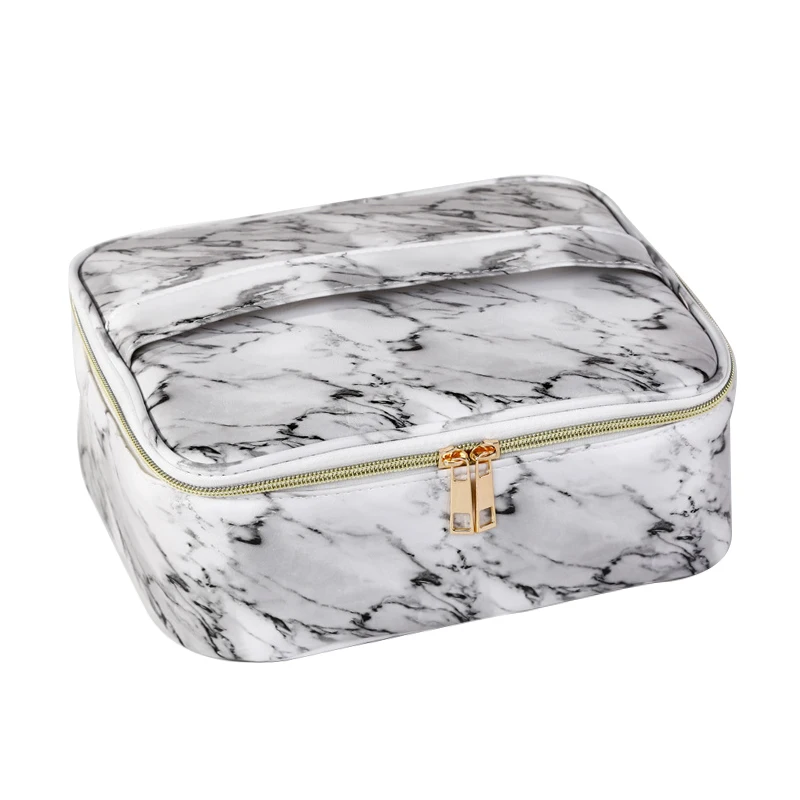 

Women's Marble Cosmetic Bag PU Beauty Wash Pouch Makeup Box Vanity Case Beautician Toiletry Organizer Travel Wash Storage Bag