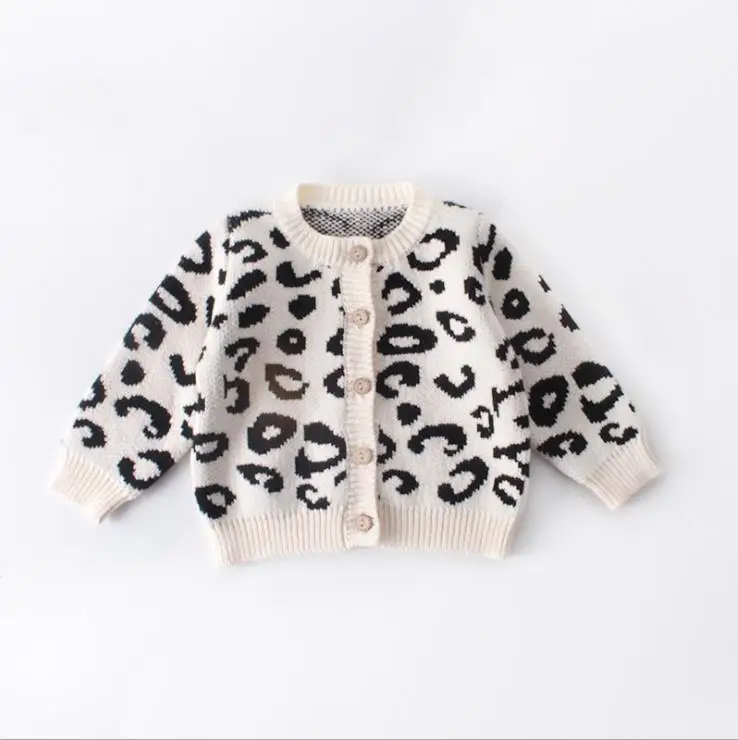 Одежда для малышей Детский костюм для девочек 0-2 лет куртка-кардиган с леопардовым принтом+ одежда для малышей комбинезон из двух предметов