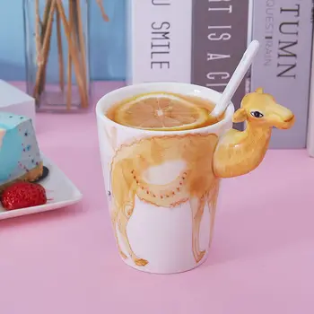 

3D Three-dimensional Animal Painted Mug with Lid Personalized Large-capacity Drinking Cup Creative Gift Ceramic Cup Cups And