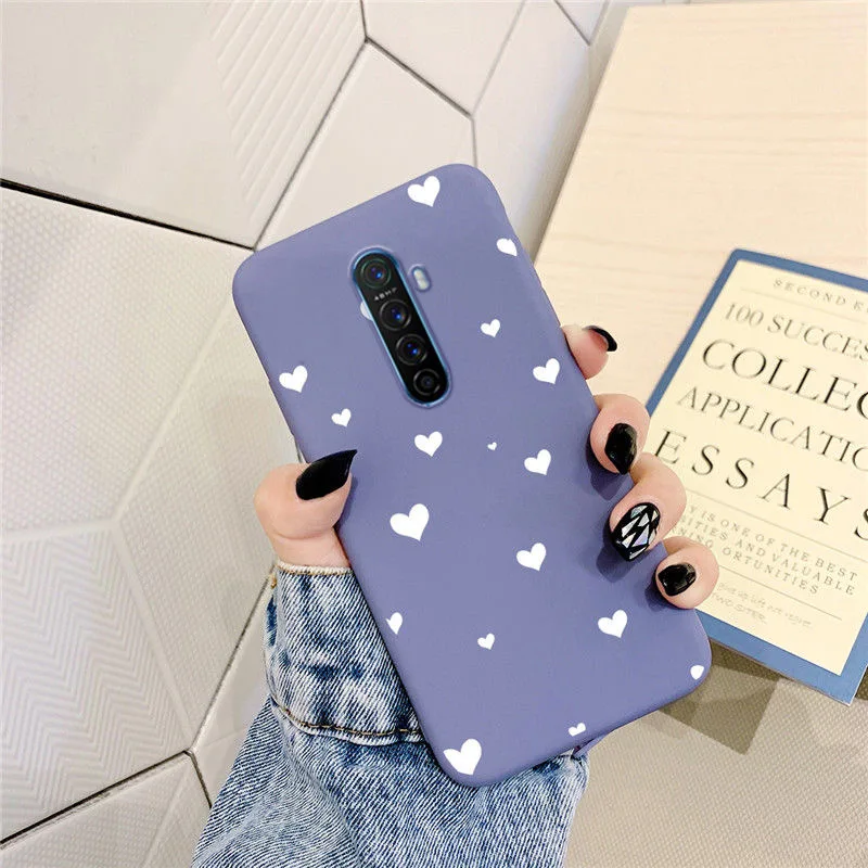 Realme X2 Pro Чехол девичий Фиолетовый силиконовый розовый зеленый милый в форме сердца мягкий для Oppo Realme X2 Pro Чехол перчатка протектор Капа