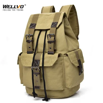 

Men's Backpack Canvas School Rucksack Men Drawstring Backpacks Women Travel Shoulder Bagpack Teenagers Laptop Bag mochilas X2W