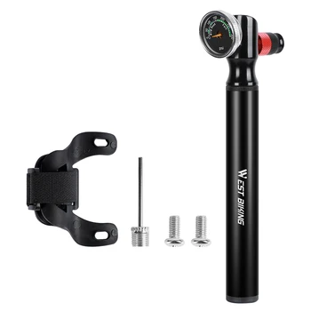 

WEST BIKING Portable Bicycle Tire Inflator 300PSI MTB Bike Ball Hand Pump Road Cycling Mini Gauge Tire Air Pump Repair Tools