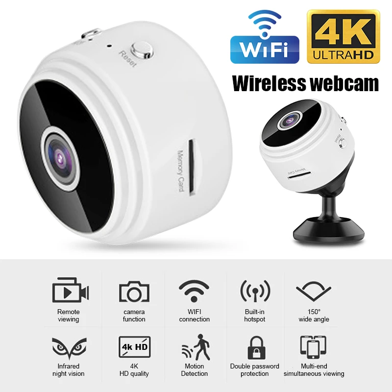 Мини камера видеонаблюдения A9 4K/1080P Wi Fi P2P беспроводная ночного видения