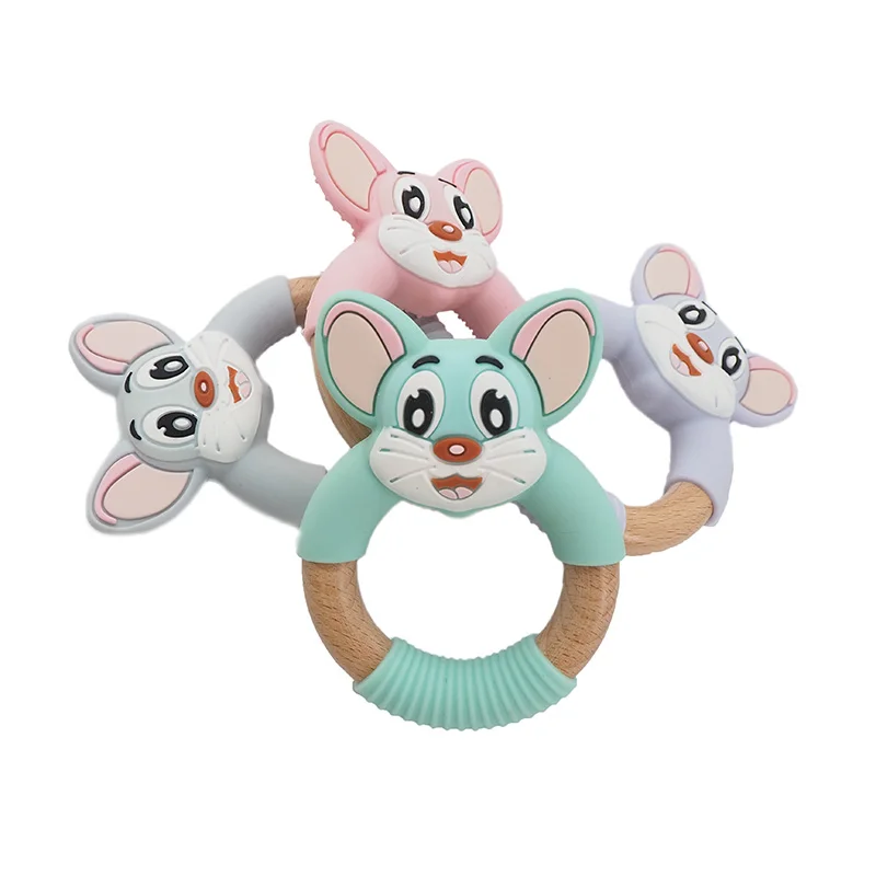 Deal Chenkai 1PCS Silicone Squirrel Teether Baby Cute Animal Teething Rodent Nursing Pacifier Food Grade DIY Charm Necklace Jewelry