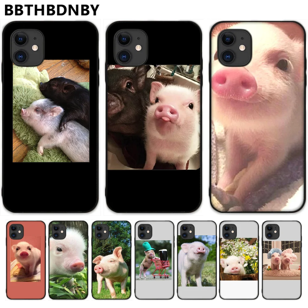 Черный чехол для телефона из ТПУ с изображением милой свиньи Для iphone 5 5S SE 5C 6 6S 7 8