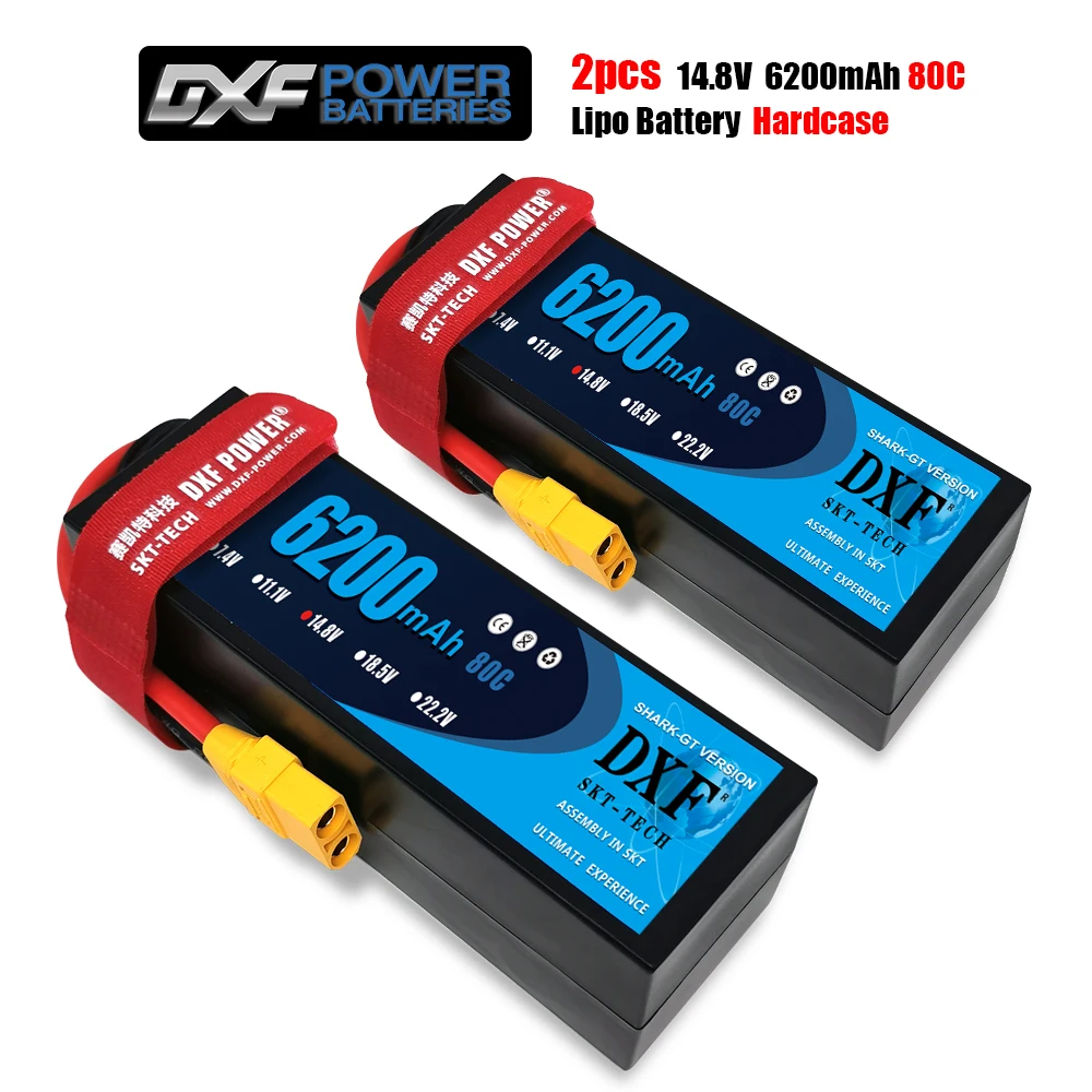 DXF Lipo батарея 2 шт. 4S 14 8 в 6200 мАч 80C 160CHardCase AKKU для 1:8 1:10 RC автомобиль E Багги Truggy