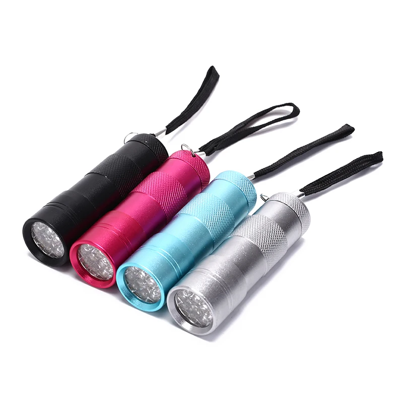 HELTC Dazzling 4 Color Mini 12LED UV Ultraviolet Flashlight Ultra Violet Invisible Ink Marker Detection Torch Light 3AAA UV Lamp