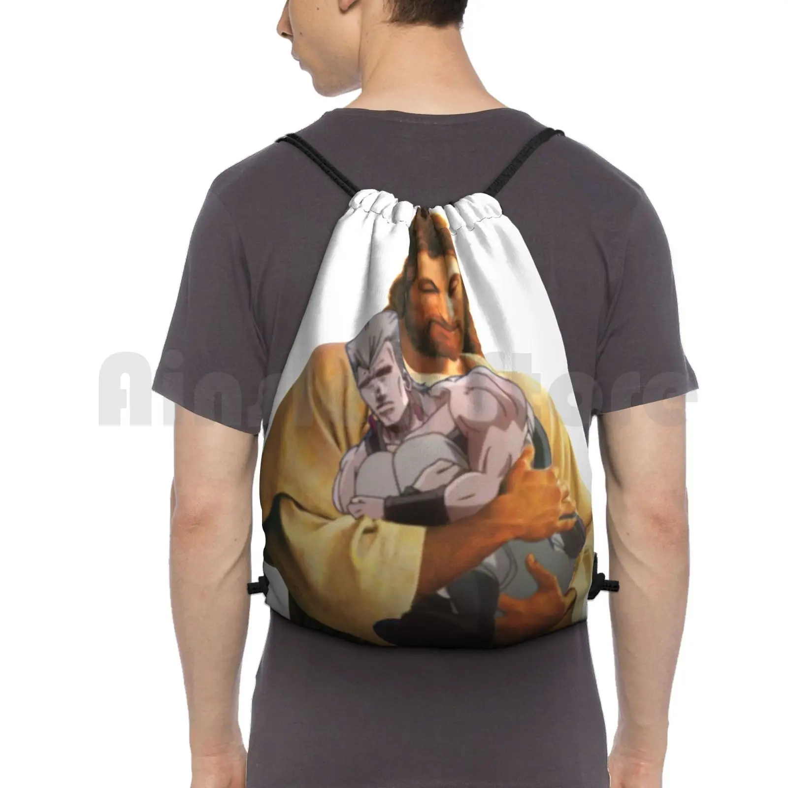 Polnareff And His Stand Backpack Drawstring Bags Gym Bag Waterproof