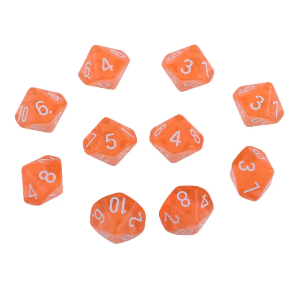 10Pc Plastic Dices for Table Games Role Playing Game D&D, RPG DND MTG Toy