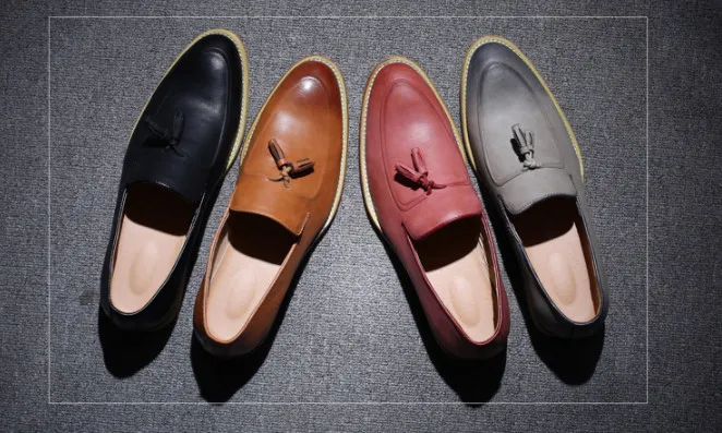 Nuevos zapatos de fiesta hechos a mano de moda para hombre, zapatos de  vestir formales de punta redonda de cuero genuino cómodos, de 4 colores| Zapatos formales| - AliExpress