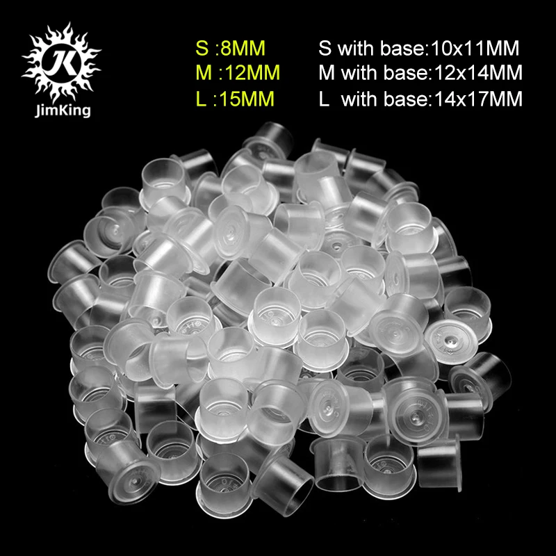 

JimKing 500pcs Disposable Plastic Tattoo Ink Cups Permanent Makeup Pigment Clear Holder Container Tattoo Accessory Supplies