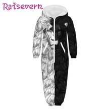 Raisvern Лев 3D принт детские комбинезоны унисекс комбинезоны с капюшоном свободные животные печати осень для девочек мальчиков комбинезон с карманами