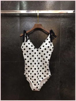 

2020 Sexy Wave Point V Lead Camisole Lin Tai Swimming Suit Woman Self-cultivation Skinny Swimwear Woman