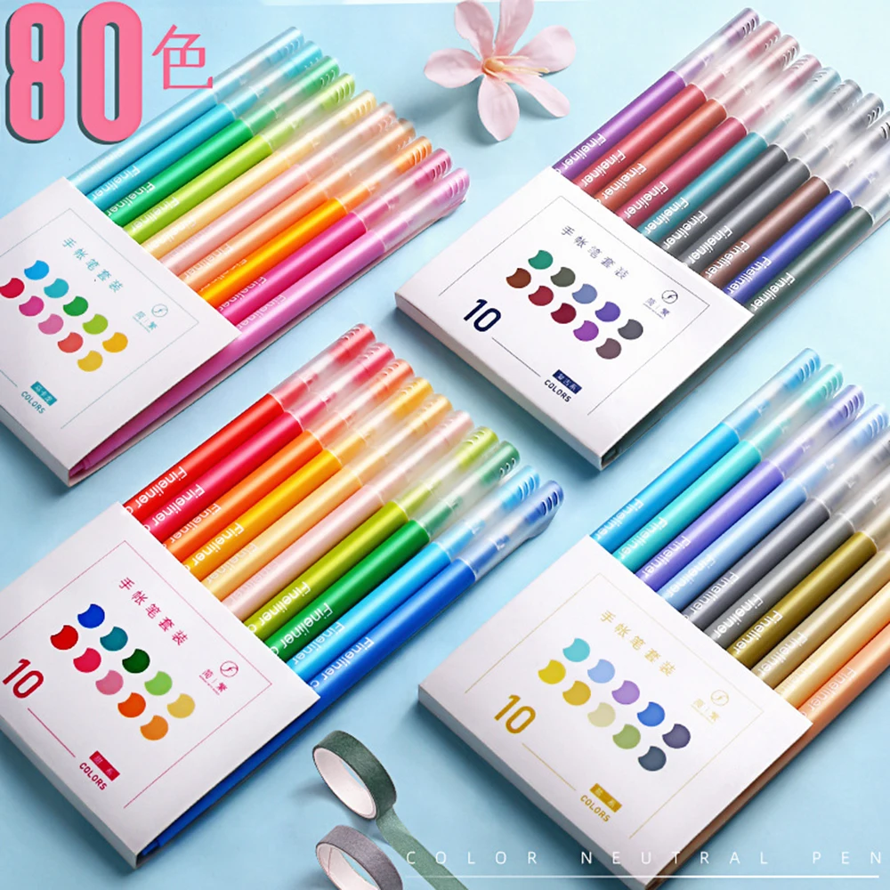 10 Color Morandi Colorful Gel Pen Student Note Marker Pens Notebook Painting Graffiti Color Pen