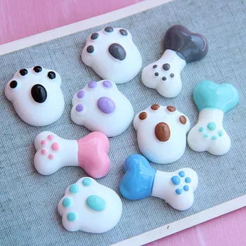 

20Pcs Kawaii Dog Bones Paw Decoration Crafts Flat back Resin Cabochon Flatbacks Scrapbooking Hair Bows Accessories DIY Craft