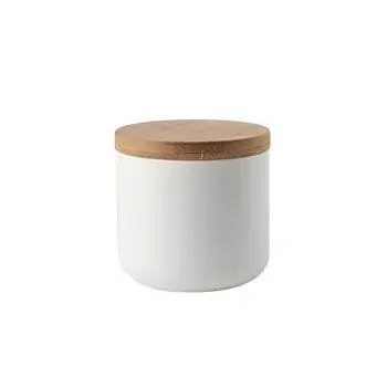 

Ceramic Jar Sealed Canister Food Storage Container With Wooden Lid For Loose Tea Coffee Bean Sugar Spice