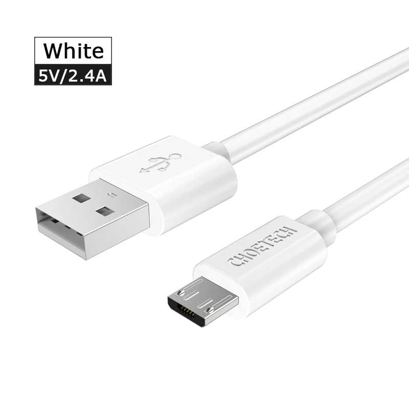 CHOETECH Micro USB кабель 2.4A Быстрый кабель синхронизации данных и зарядки для samsung LG huawei Xiaomi LG Andriod Phone usb кабели для зарядки - Цвет: Белый