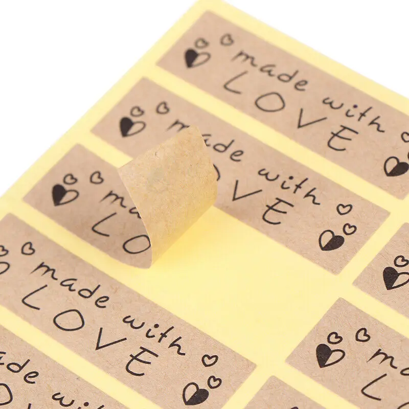1200Pcs/lot Long hand made with love Sticker Vintage Kraft Label DIY For Gift Cake Baking Sealing Scrapbooking | Канцтовары для