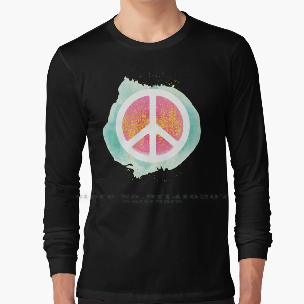 Peace Is The Way Maglietta A Maniche Lunghe Peace Love Happines Retro Activision Black Lives Matter