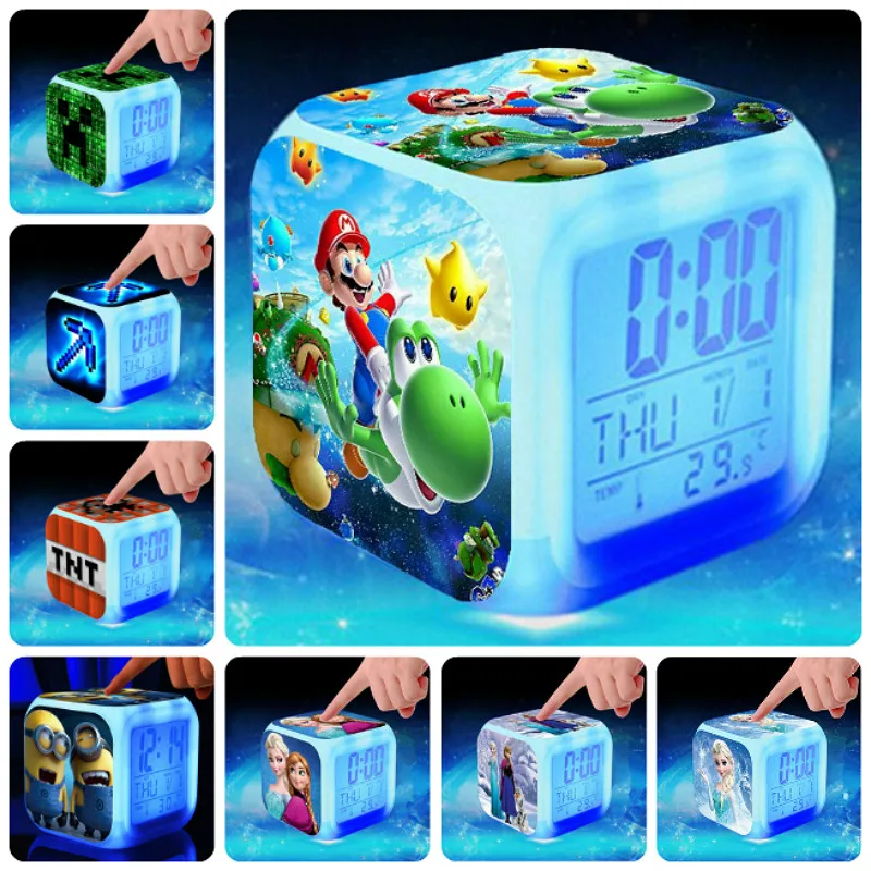 Мультфильм детский будильник wekker Миньоны цифровой будильник wake up light Mario reveil Настольный светодиодный reloj despertador