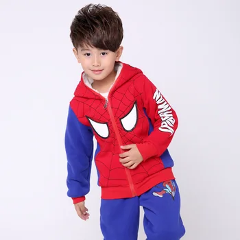 

1pc Thickening Cotton Sweater Children Hooded Pullover SpiderMan Zipper Coat with Mask Winter Spider-Man Hoodie Cosplay Costume