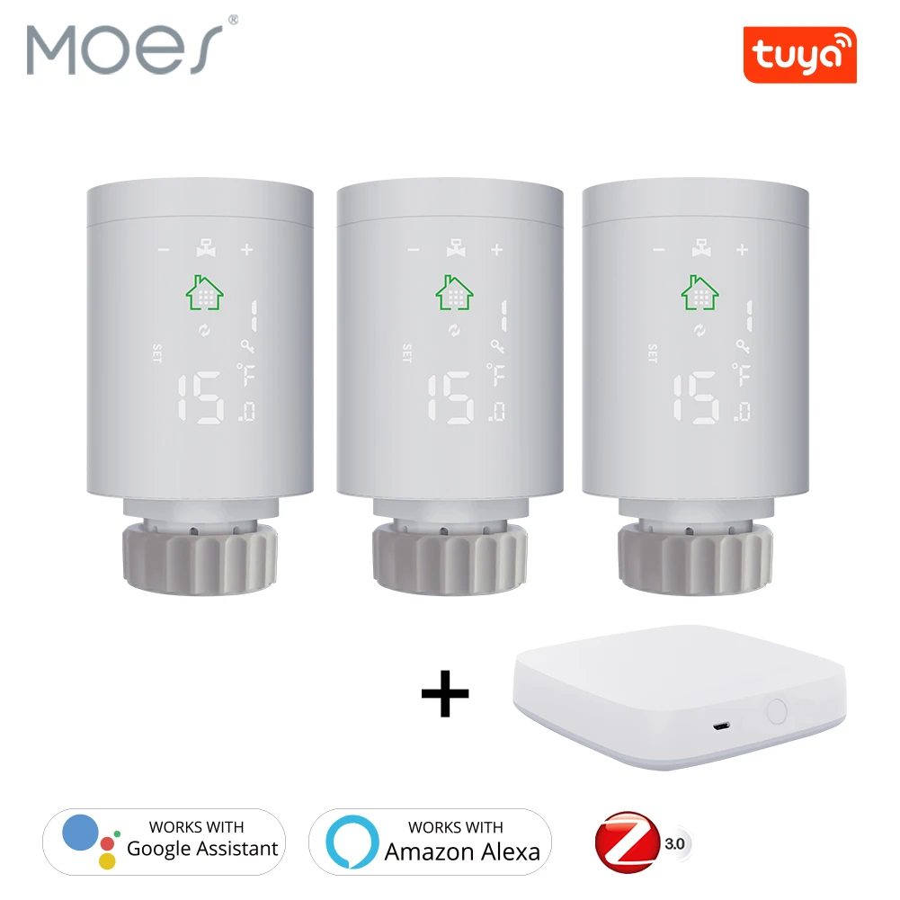 TRV ZigBee3.0 Smart Radiator Actuator Programmable Thermostatic Radiator Valve Temperature Controller Voice Control via Alexa afbeelding